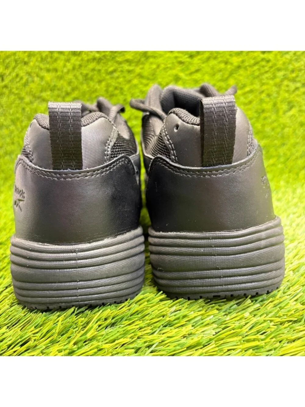 Reebok Jorie Mens Size 12E Black Leather Slip Resistant Working Jogger Shoes
